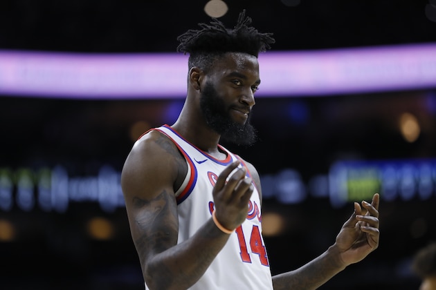 Philadelphia 76ers' Norvel Pelle plays during an NBA basketball game against the New Orleans Pelicans, Friday, Dec. 13, 2019, in Philadelphia. (AP Photo/Matt Slocum)
