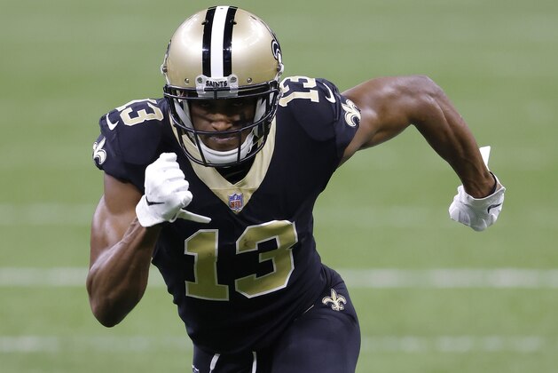 New Orleans Saints wide receiver Michael Thomas (13) during an NFL wild-card playoff football game against the Chicago Bears, Sunday, Jan. 10, 2021, in New Orleans. The Saints defeated the Bears 21-9. (AP Photo/Tyler Kaufman)
