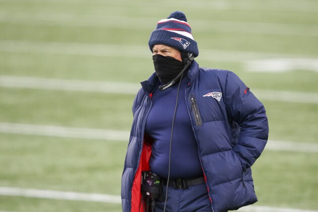 New England Patriots head coach Bill Belichick during an NFL football game against the New York Jets, Sunday, Jan. 3, 2021, in Foxborough, Mass. (AP Photo/Stew Milne)