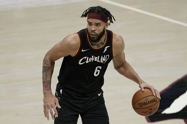 Cleveland Cavaliers' JaVale McGee drives against the Memphis Grizzlies in the second half of an NBA basketball game, Monday, Jan. 11, 2021, in Cleveland. (AP Photo/Tony Dejak)