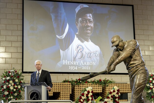 Atlanta Braves Chairman Terry McGuirk speaks during