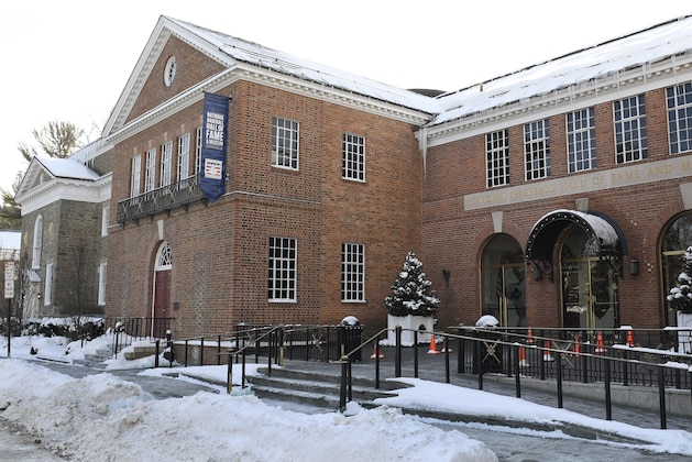 Exterior view of the main entrance to the National Baseball Hall of Fame and Museum Friday, Feb.1, 2019, in Cooperstown, N.Y. (AP Photo/Hans Pennink)