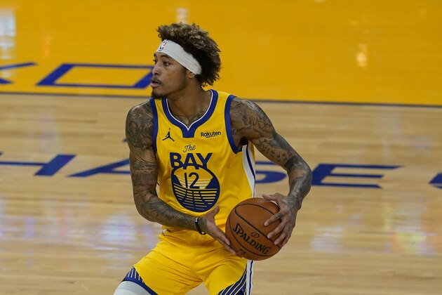 Golden State Warriors forward Kelly Oubre Jr. against the Sacramento Kings during an NBA basketball game in San Francisco, Monday, Jan. 4, 2021. (AP Photo/Jeff Chiu)