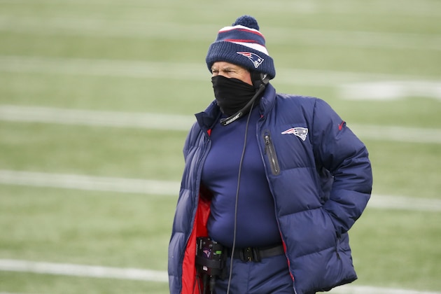 New England Patriots head coach Bill Belichick during an NFL football game against the New York Jets, Sunday, Jan. 3, 2021, in Foxborough, Mass. (AP Photo/Stew Milne)