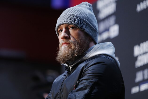 Conor McGregor speaks during a media event for the UFC 246 mixed martial arts bout, Thursday, Jan. 16, 2020, in Las Vegas. McGregor is scheduled to fight Donald