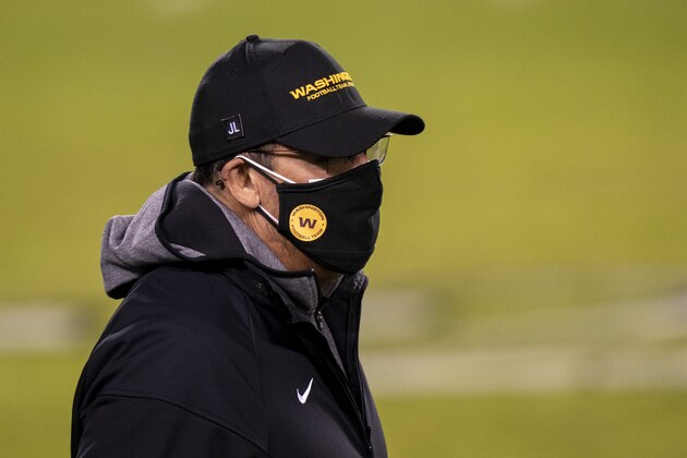 Washington Football Team head coach Ron Rivera looks on during the NFL football game against the Philadelphia Eagles, Sunday, Jan. 3, 2021, in Philadelphia. (AP Photo/Chris Szagola)