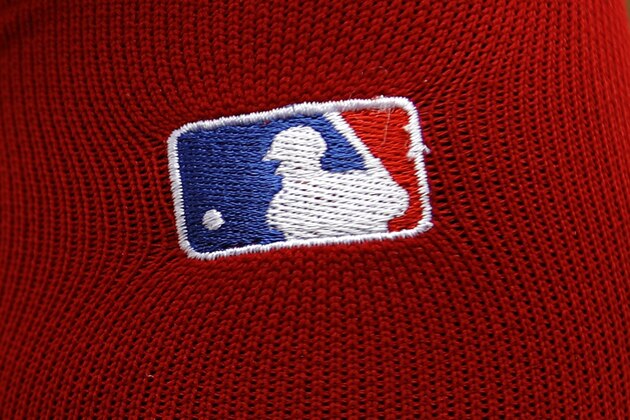 The Major League Baseball Logo is seen on Washington Nationals' Trea Turner's sock as he prepares for an at-bat during an interleague baseball game against the Chicago White Sox, Wednesday, June 5, 2019, in Washington. (AP Photo/Patrick Semansky)