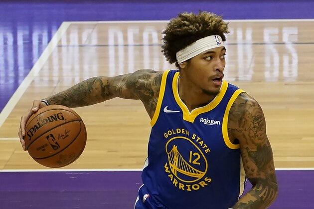 Golden State Warriors forward Kelly Oubre Jr. during the first half of an NBA preseason basketball game against the Sacramento Kings in Sacramento, Calif., Thursday, Dec. 17, 2020. The Warriors won 113-109. (AP Photo/Rich Pedroncelli)