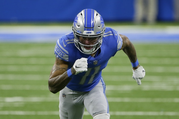 Detroit Lions wide receiver Marvin Jones plays during the first half of an NFL football game against the Minnesota Vikings, Sunday, Jan. 3, 2021, in Detroit. (AP Photo/Duane Burleson)
