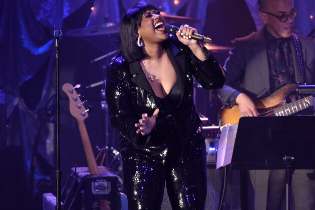 Jazmine Sullivan performs at the Pre-Grammy Gala And Salute To Industry Icons at the Beverly Hilton Hotel on Saturday, Feb. 9, 2019, in Beverly Hills, Calif. (Photo by Chris Pizzello/Invision/AP)
