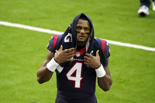 Houston Texans quarterback Deshaun Watson walks off the field before an NFL football game against the Tennessee Titans Sunday, Jan. 3, 2021, in Houston. Star quarterback Deshaun Watson has requested a trade from the Houston Texans, a person familiar with the move told The Associated Press. The person spoke to the AP on the condition of anonymity Thursday, Jan. 28, 2021, because they werenâ€™t authorized to discuss the request publicly. (AP Photo/Eric Christian Smith)