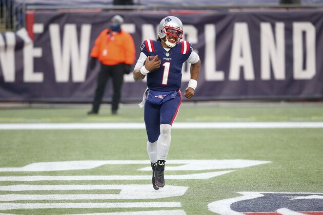 New England Patriots quarterback Cam Newton (1) during an NFL football game against the New York Jets, Sunday, Jan. 3, 2021, in Foxborough, Mass. (AP Photo/Stew Milne)