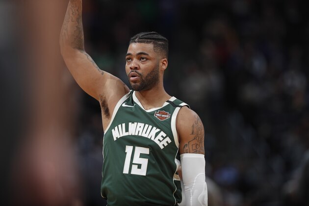 Milwaukee Bucks guard Frank Mason III (15) in the second half of an NBA basketball game Monday, March 9, 2020, in Denver. The Nuggets won 109-95. (AP Photo/David Zalubowski)