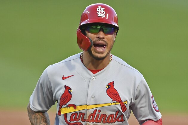 St. Louis Cardinals' Kolten Wong runs to the dugout during the ninth inning of a baseball game against the Pittsburgh Pirates, Sunday, Sept. 20, 2020, in Pittsburgh. The Pirates won 2-1. (AP Photo/David Dermer)