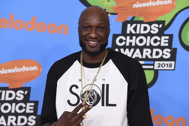 Lamar Odom arrives at the Kids' Choice Awards at The Forum on Saturday, March 24, 2018, in Inglewood, Calif. (Photo by Jordan Strauss/Invision/AP)