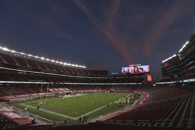General view of Levi's Stadium before an NFL football game between the San Francisco 49ers and the Green Bay Packers in Santa Clara, Calif., Thursday, Nov. 5, 2020. (AP Photo/Jed Jacobsohn)