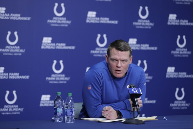Indianapolis Colts general manager Chris Ballard speaks during a news conference at the team's NFL football training facility, Thursday, Jan. 2, 2020, in Indianapolis. (AP Photo/Darron Cummings)