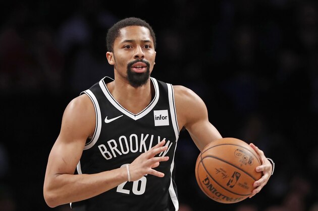 Brooklyn Nets guard Spencer Dinwiddie (26) during the first quarter of an NBA basketball game Wednesday, March 4, 2020, in New York. (AP Photo/Kathy Willens)