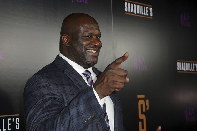 Shaquille O'Neal arrives at the Grand Opening of Shaquille's at LA Live on Saturday, March 9, 2019, in Los Angeles. (Photo by Willy Sanjuan/Invision/AP)