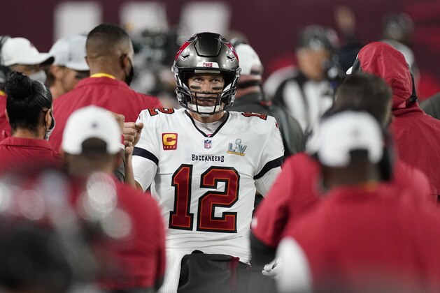 Tampa Bay Buccaneers quarterback Tom Brady celebrates after his team scored a touchdown against the Kansas City Chiefs during the first half of the NFL Super Bowl 55 football game Sunday, Feb. 7, 2021, in Tampa, Fla. (AP Photo/Ashley Landis) Tampa Bay Buccaneers quarterback Tom Brady celebrates after his team scored a touchdown against the Kansas City Chiefs during the first half of the NFL Super Bowl 55 football game Sunday, Feb. 7, 2021, in Tampa, Fla. (AP Photo/Ashley Landis)