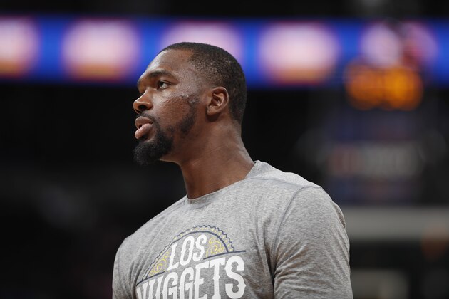 Denver Nuggets forward Noah Vonleh (32) in the first half of an NBA basketball game Monday, March 9, 2020, in Denver. (AP Photo/David Zalubowski)