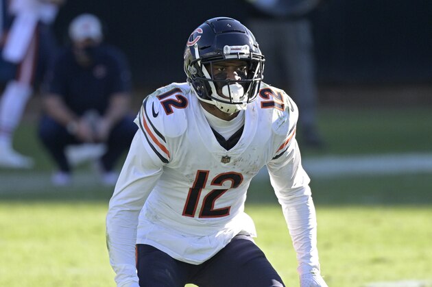 Chicago Bears wide receiver Allen Robinson II (12) runs a play during the second half of an NFL football game against the Jacksonville Jaguars, Sunday, Dec. 27, 2020, in Jacksonville, Fla. (AP Photo/Phelan M. Ebenhack)