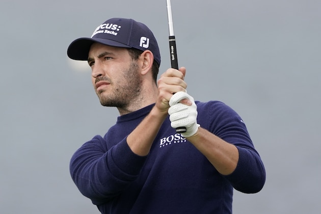 Patrick Cantlay follows his shot from the seventh tee of the Pebble Beach Golf Links during the first round of the AT&T Pebble Beach Pro-Am golf tournament, Thursday, Feb. 11, 2021, in Pebble Beach, Calif. (AP Photo/Eric Risberg)