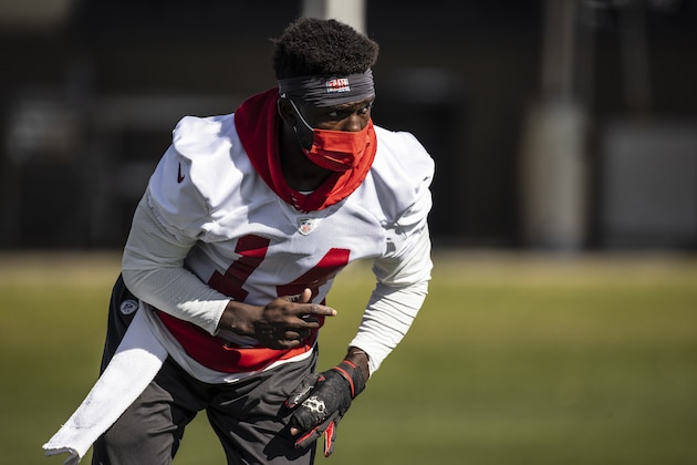 Tampa Bay Buccaneers wide receiver Chris Godwin during NFL football practice, Thursday, Feb. 4, 2021 in Tampa, Fla. The Buccaneers will face the Kansas City Chiefs in Super Bowl 55. (Kyle Zedaker/Tampa Bay Buccaneers via AP)