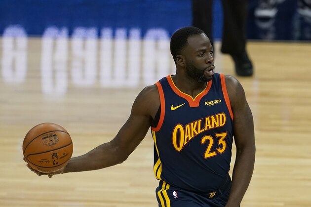 Golden State Warriors forward Draymond Green (23) against the Minnesota Timberwolves during an NBA basketball game in San Francisco, Wednesday, Jan. 27, 2021. (AP Photo/Jeff Chiu)