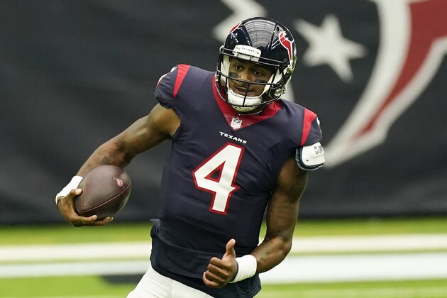 Houston Texans quarterback Deshaun Watson runs up field during an NFL football game against the Minnesota Vikings Sunday, Oct. 4, 2020, in Houston. (AP Photo/David J. Phillip)