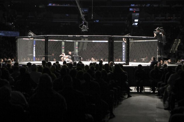 An overall, general view of the octagon at UFC Fight Night, Sunday, December 8, 2019, in Washington, D.C. (AP Photo/Gregory Payan)