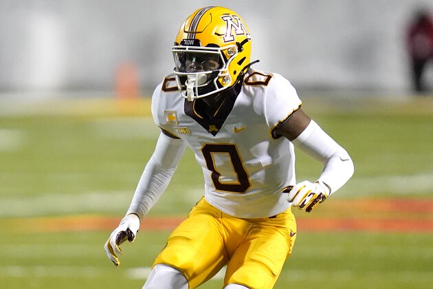 Minnesota wide receiver Rashod Bateman runs a route against Maryland during the first half of an NCAA college football game, Friday, Oct. 30, 2020, in College Park, Md. (AP Photo/Julio Cortez)