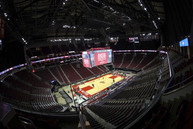 Toyota Center is viewed prior to an NBA basketball game between the Houston Rockets and the San Antonio Spurs, Thursday, Dec. 17, 2020, in Houston. (Carmen Mandato/Pool Photo via AP)