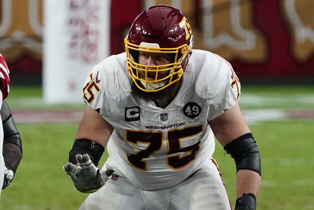 Washington Football Team offensive guard Brandon Scherff (75) during an NFL football game against the San Francisco 49ers, Sunday, Dec. 13, 2020, in Glendale, Ariz. (AP Photo/Rick Scuteri)