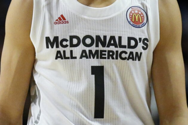 Big West's Michael Porter Jr., walks on the court against Big East during the first half of the McDonald's All- American boys high school basketball game in Chicago, Wednesday, March 29, 2017. (AP Photo/Nam Y. Huh)
