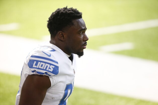 Detroit Lions wide receiver Quintez Cephus warms up before an NFL football game against the Minnesota Vikings, Sunday, Nov. 8, 2020, in Minneapolis. (AP Photo/Bruce Kluckhohn) Detroit Lions wide receiver Quintez Cephus warms up before an NFL football game against the Minnesota Vikings, Sunday, Nov. 8, 2020, in Minneapolis. (AP Photo/Bruce Kluckhohn)