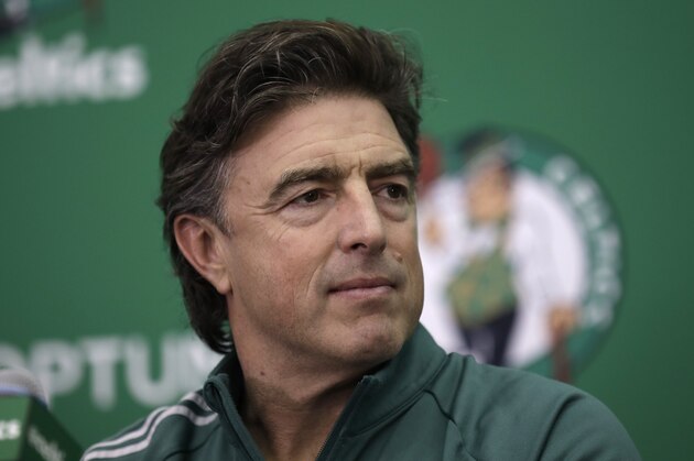 Boston Celtics co-owner Wyc Grousbeck at the team's practice facility in Waltham, Mass., Friday, June 23, 2017. With Tatum, a 6-foot-8 small forward, the Celtics get a player who was a polished scoring threat during his lone season at Duke. (AP Photo/Charles Krupa)