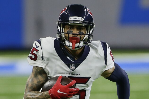 Houston Texans wide receiver Will Fuller plays during the second half of an NFL football game against the Detroit Lions, Thursday, Nov. 26, 2020, in Detroit. (AP Photo/Duane Burleson)