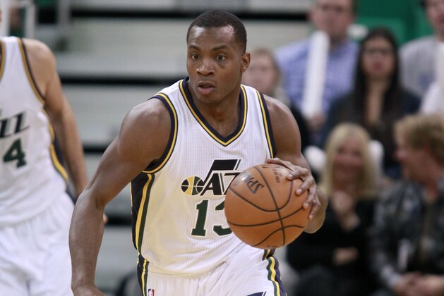 Utah Jazz guard Elijah Millsap brings the ball down court during a game against the Oklahoma Thunder in the second half during an NBA basketball game Monday, Nov. 23, 2015, in Salt Lake City. The Thunder defeated the Jazz 111-89. (AP Photo/George Frey) Utah Jazz guard Elijah Millsap brings the ball down court during a game against the Oklahoma Thunder in the second half during an NBA basketball game Monday, Nov. 23, 2015, in Salt Lake City. The Thunder defeated the Jazz 111-89. (AP Photo/George Frey)