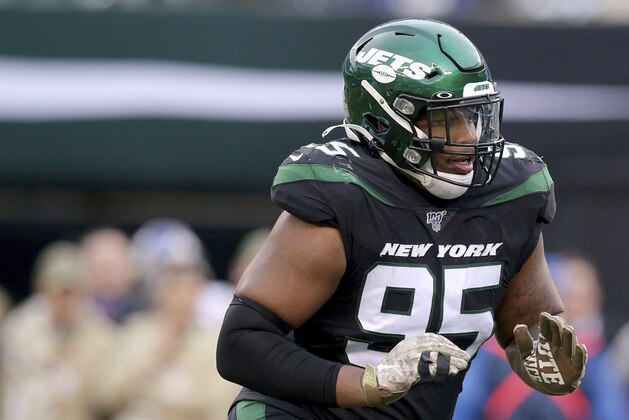 New York Jets defensive tackle Quinnen Williams (95) in action against the New York Giants during an NFL football game on Sunday, Nov. 10, 2019, in East Rutherford, N.J. (Brad Penner/AP Images for Panini) New York Jets defensive tackle Quinnen Williams (95) in action against the New York Giants during an NFL football game on Sunday, Nov. 10, 2019, in East Rutherford, N.J. (Brad Penner/AP Images for Panini)