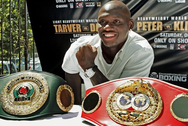 IBF light heavyweight champion Antonio Tarver, rom Tampa, Fla. looks on during a boxing news conference in Los Angeles, Wednesday, Sept. 3, 2008. Taver will defend his title against Chad Dawson, of New Haven, Conn., on Saturday, Oct. 11, in Las Vegas. (AP Photo/Damian Dovarganes)