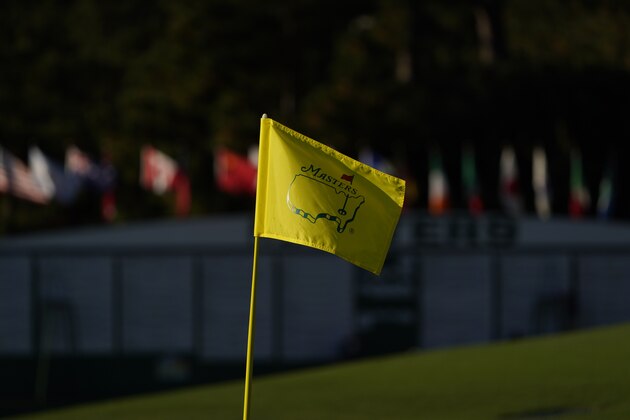 Augusta National Golf Club Masters pin flag during the second round of the Masters golf tournament Friday, Nov. 13, 2020, in Augusta, Ga. (AP Photo/Chris Carlson)