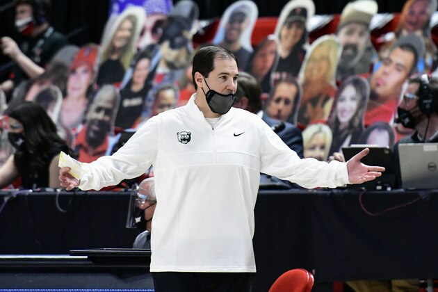 Baylor head coach Scott Drew reacts on the sideline during the second half of an NCAA college basketball game against Texas Tech in Lubbock, Texas, Saturday, Jan. 16, 2021. (AP Photo/Justin Rex)