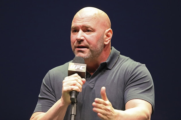 FILE - In this Sept. 19, 2019, file photo, UFC President Dana White speaks at a news conference in New York. UFC 249 has been canceled after ESPN and parent company Disney stopped White's plan to keep fighting amid the coronavirus pandemic. After defiantly vowing for weeks to maintain a regular schedule of fights, White announced the decision to cease competition Thursday, April 9, on ESPN, the UFC's broadcast partner. (AP Photo/Gregory Payan, File)