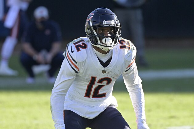 Chicago Bears wide receiver Allen Robinson II (12) runs a play during the second half of an NFL football game against the Jacksonville Jaguars, Sunday, Dec. 27, 2020, in Jacksonville, Fla. (AP Photo/Phelan M. Ebenhack)