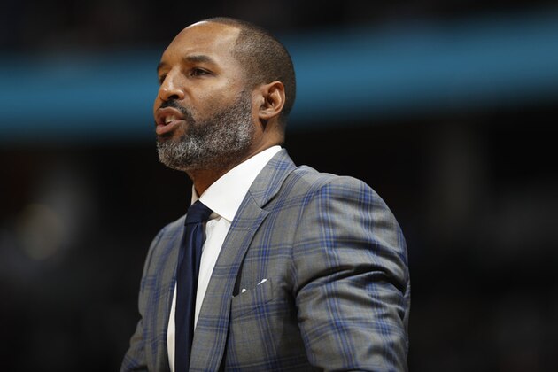 Minnesota Timberwolves assistant head coach David Vanterpool in the second half of an NBA basketball game Friday, Dec. 20, 2019, in Denver. The Nuggets won 109-100. (AP Photo/David Zalubowski)