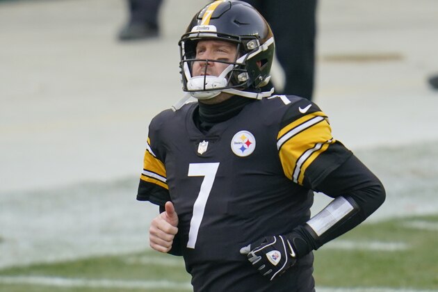 Pittsburgh Steelers quarterback Ben Roethlisberger (7) on the sideline during an NFL football game against the Indianapolis Colts, Sunday, Dec. 27, 2020, in Pittsburgh. (AP Photo/Gene J. Puskar)