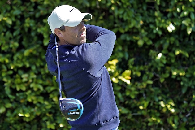 Rory McIlroy, of Northern Ireland, tees off on the ninth hole during the first round of the Arnold Palmer Invitational golf tournament Thursday, March 4, 2021, in Orlando, Fla. (AP Photo/John Raoux)