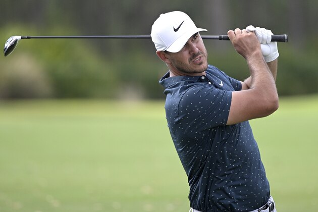 Brooks Koepka hits from the seventh fairway during the final round of the Workday Championship golf tournament Sunday, Feb. 28, 2021, in Bradenton, Fla. (AP Photo/Phelan M. Ebenhack)