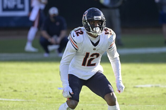 Chicago Bears wide receiver Allen Robinson II (12) runs a play during the second half of an NFL football game against the Jacksonville Jaguars, Sunday, Dec. 27, 2020, in Jacksonville, Fla. (AP Photo/Phelan M. Ebenhack)